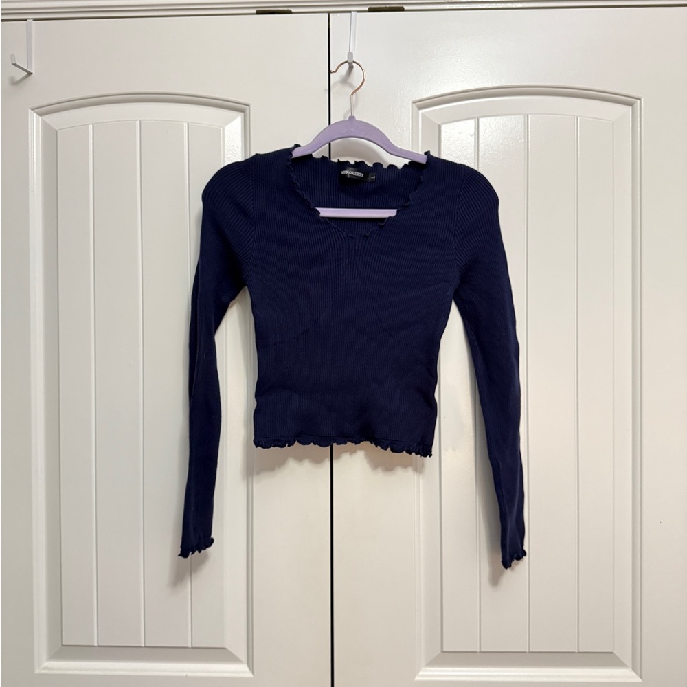 Elegant Navy Blue Women's Top